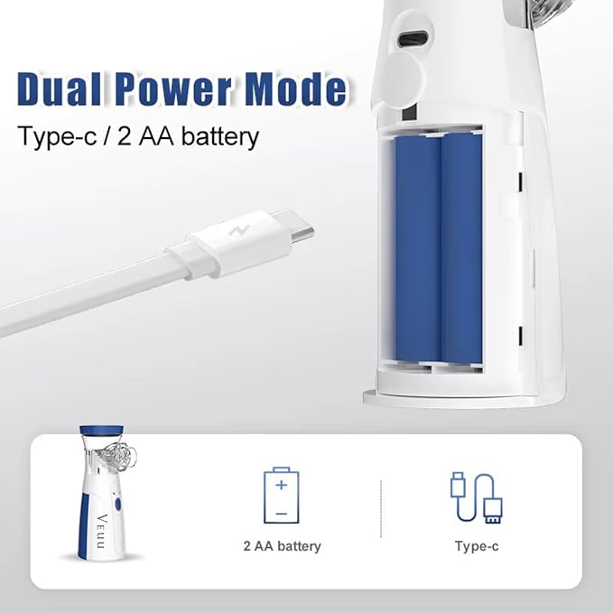 Nebulizer, Portable Mesh Nebulizer for Adults & Kids, Mini Handheld Ultrasonic Inhaler, Low-Noise Steam Vaporizer for Home & Travel, Wireless Vaporizer Machine With Respiratory Mask (Blue, 2026)