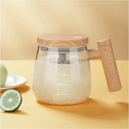 Self Stirring Coffee Mug, Glass Electric Self Mixing Cup with Lid & Handle, 400ml Auto Self Stirring Cup to Stir Coffee, Mixed Milk, Powder (400 ml)