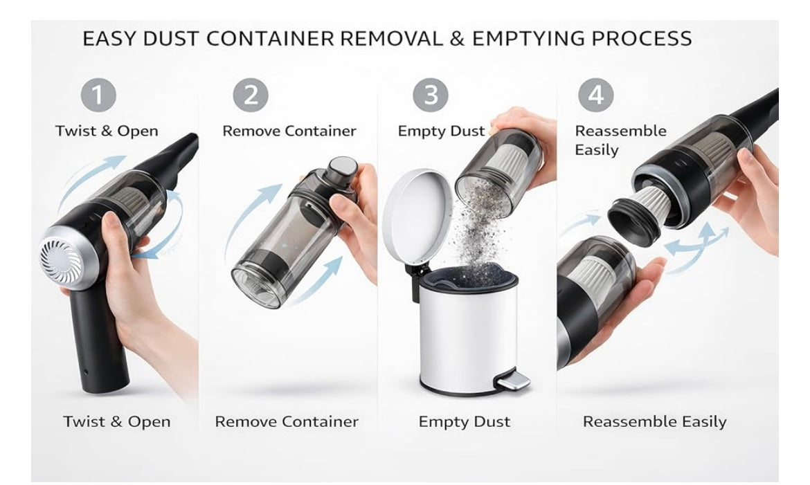 MAXTOP Portable Multifunctional car Vacuum Cleaner – Cordless Rechargeable Handheld Car & Home Vacuum