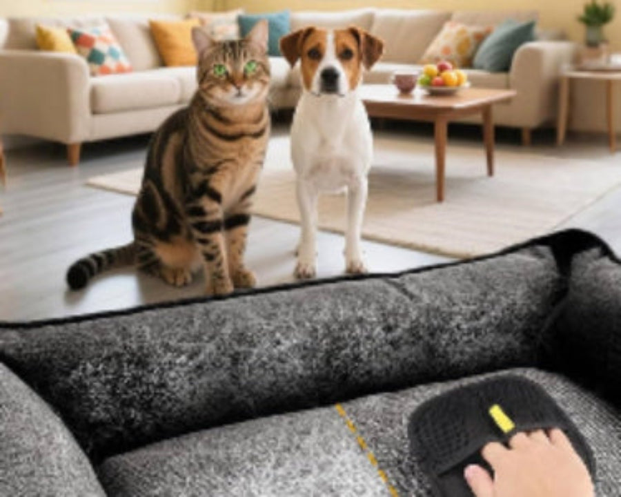 Pet Hair Removal Gloves, Static-Enhanced Pet Hair Removal Mitt, Reusable Grooming Mitt Cleaning Glove for Furniture, Carpets, Car Seats & Gentle Massage for Dogs Cats (23.5x18cm)