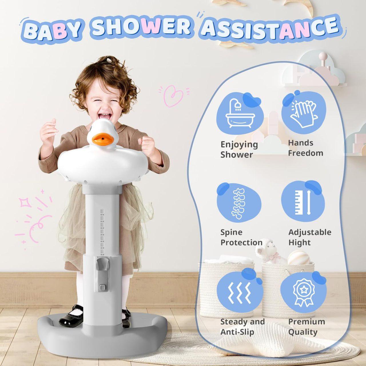 Adjustable Baby Shower Stand with Anti-Slip Base, Baby Bath With Stand, 6-36 Months Toddler Shower Standing Support, Bath Shower Standing Support, Easy Setup, Safe Design